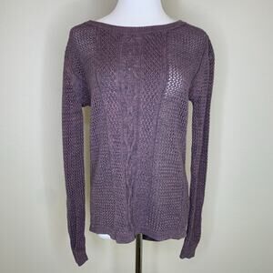 Heathered Purple Blue Cable Knit Sweater Sz Small Boho Normcore
